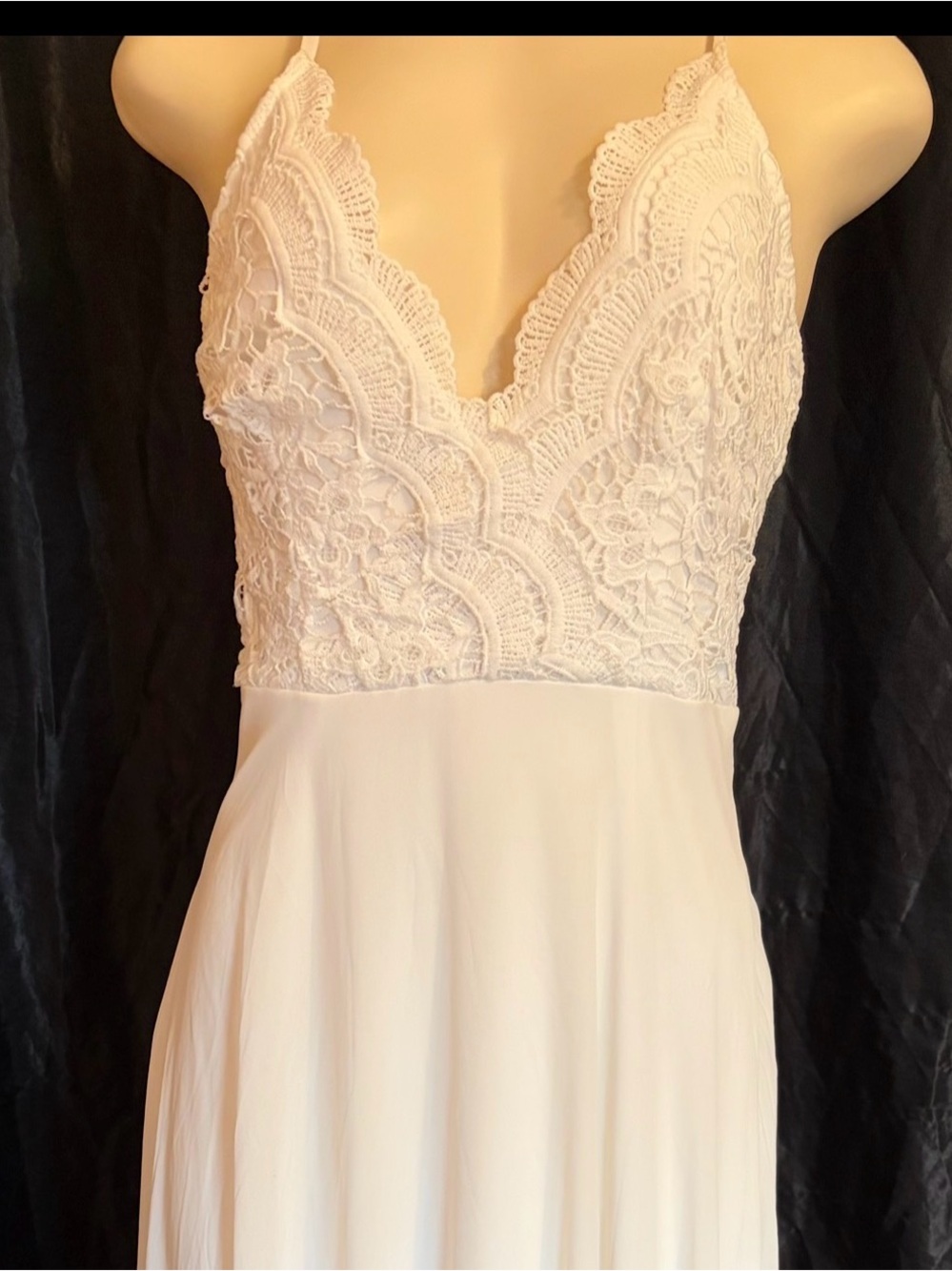 Lulu's White Lace Bodice Maxi Dress